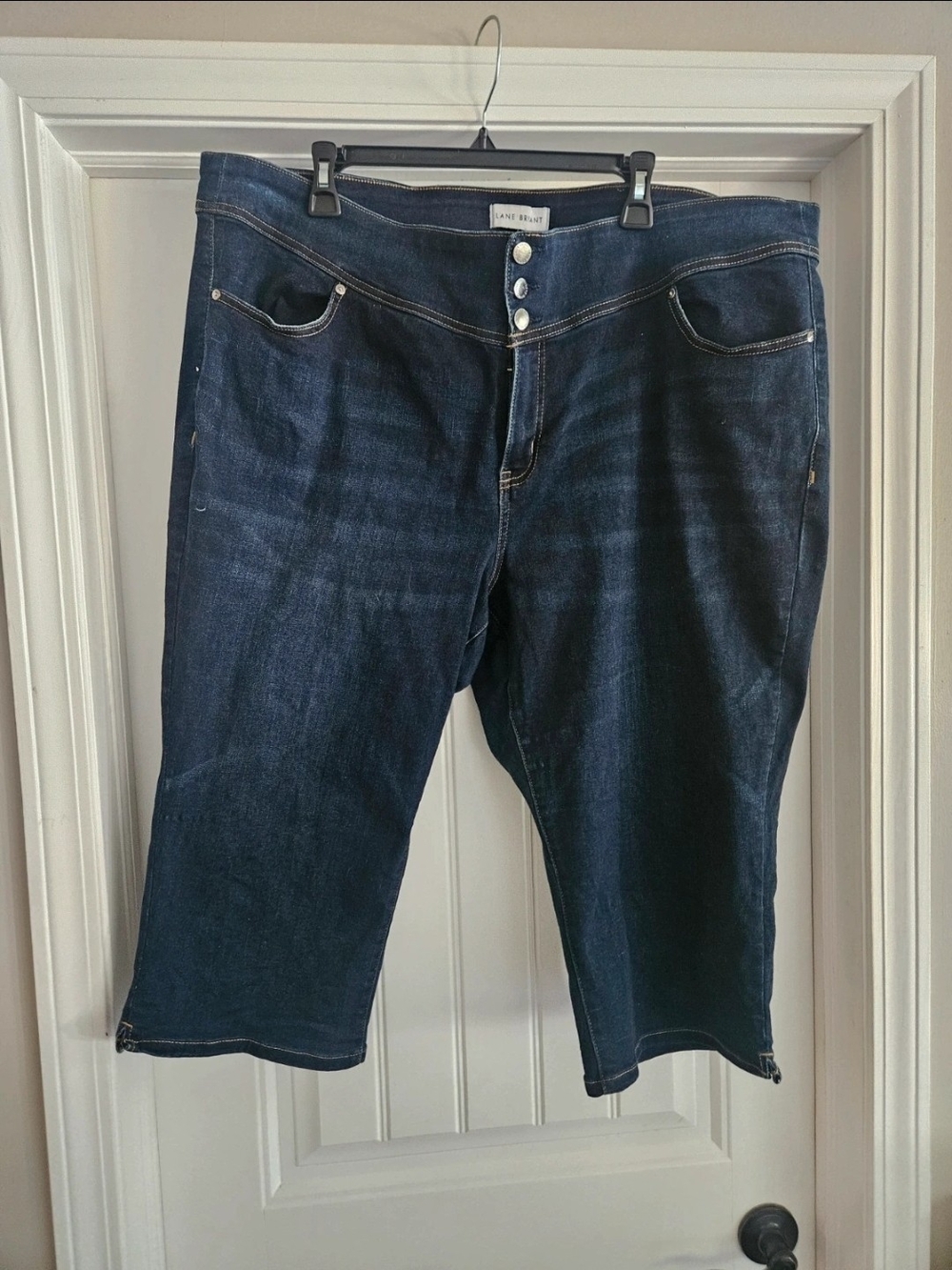Lane Bryant Dark Blue Cropped Jeans - Three Buttons